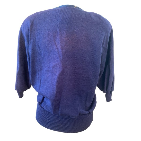 Floral Embroidered Women's Sweater - Navy - Picture 4 of 6